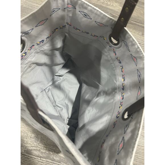 Aeropostale Grey Boho Southwest Pattern Canvas Tote Beach Bag Shopping - Picture 6 of 8
